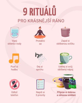 🫐🫖🧘‍♀️Těchto 9 rituálů vám pomůže mít více energie, lepší náladu a klidnou mysl hned po ránu. Nesmí chybět ani sklenice s...