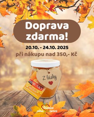 🍯✨ Podzim chutná sladce – a teď i s dopravou zdarma! ✨🍯 Od 20. 10. do 24. 10. 2025 vám posíláme naše poctivé džemy zcela...